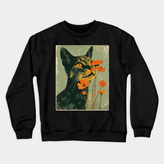 Ocicat Cat Flowers Photo Funny Cat Lover Gift Idea Crewneck Sweatshirt by karishmamakeia